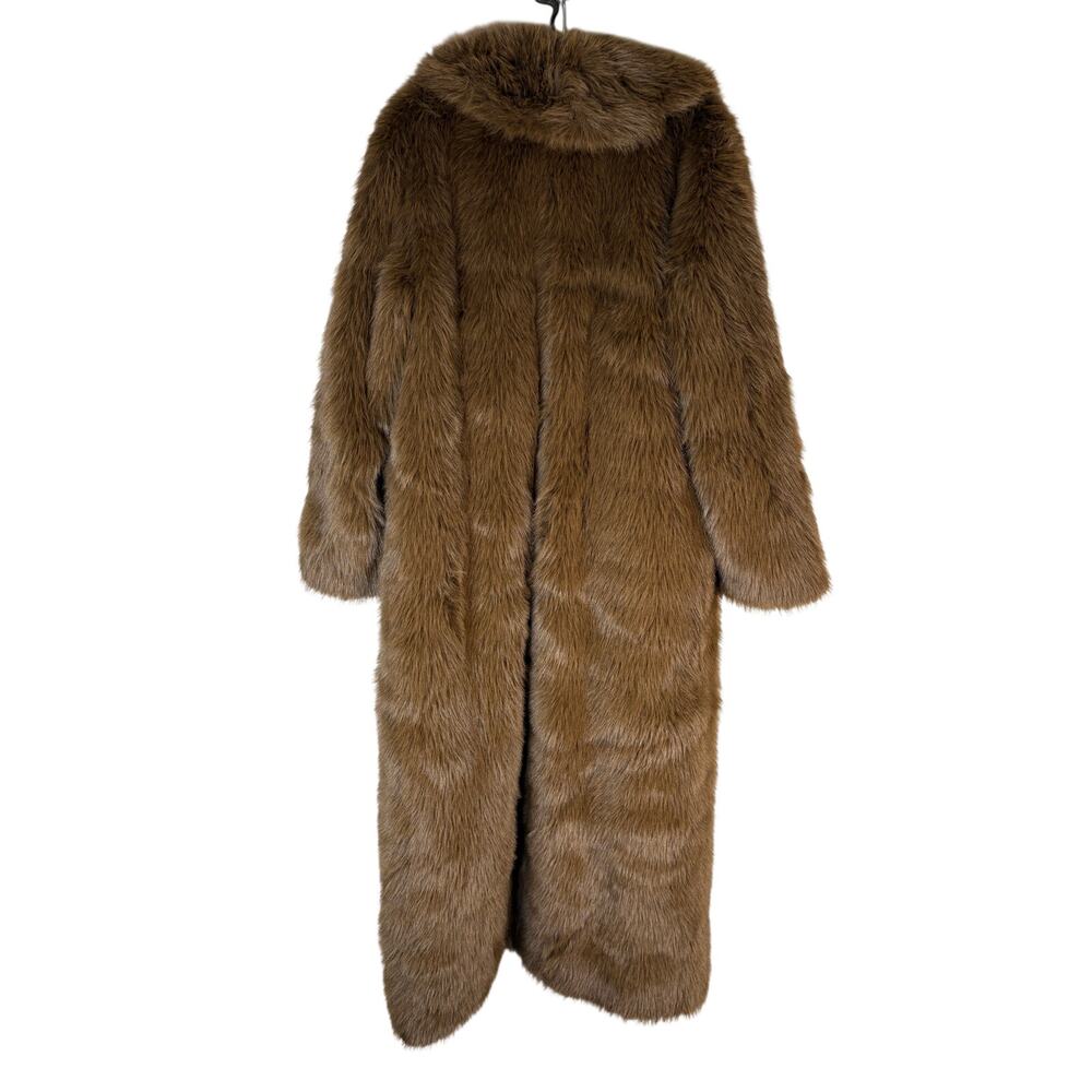 Lovers + Friends Vincent Coat Faux Fur Open Front Mob Wife Quiet Luxury Winter S - Picture 8 of 10